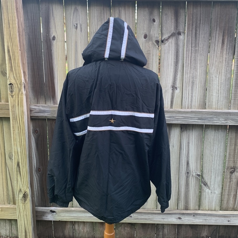 Bogner Black Windbreaker Jacket with White Stripes and Leopard Lined Hood - Picture 5 of 8